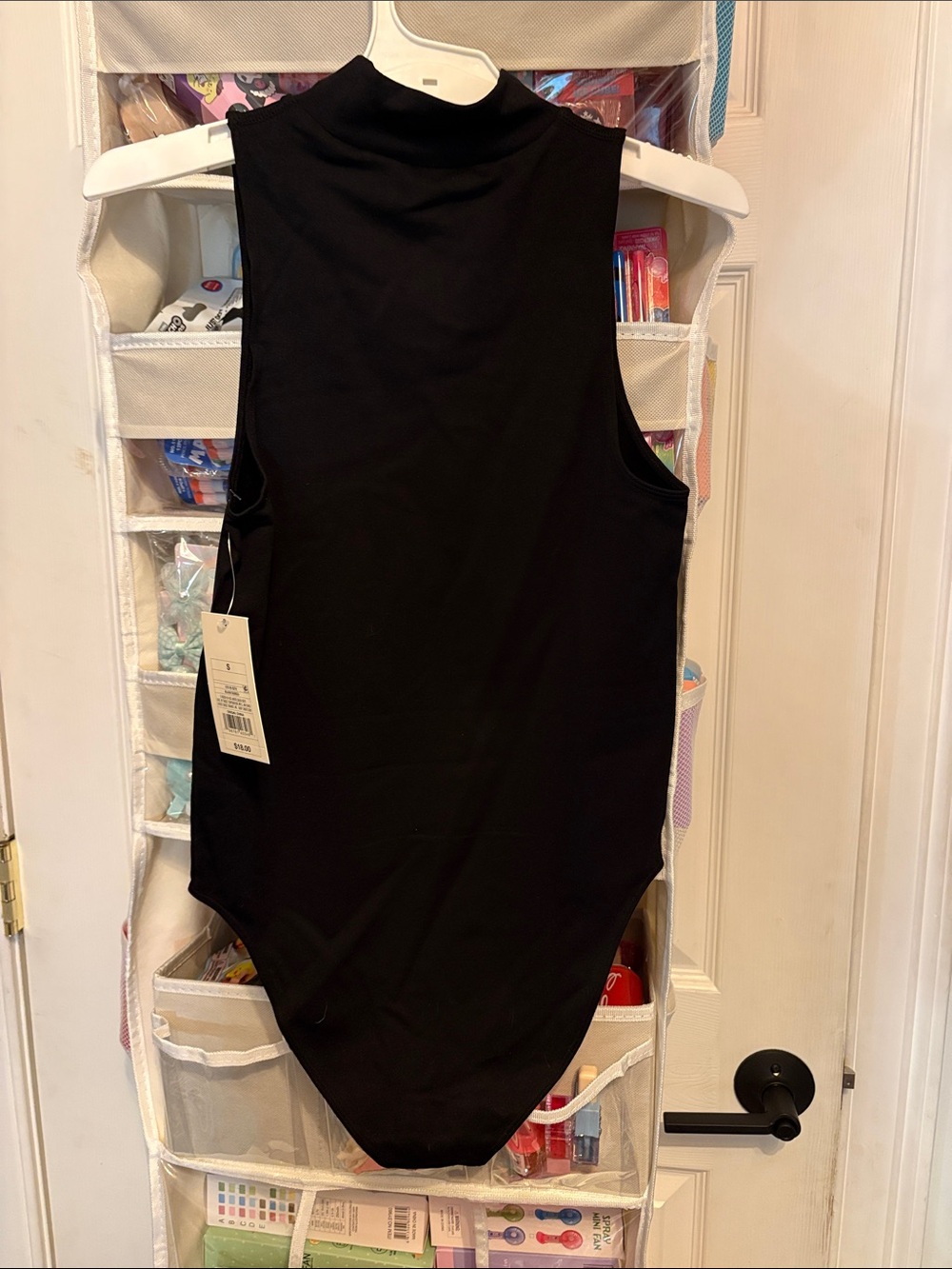 Women’s  Black Sleeveless Mock-Neck One-Piece Bodysuit - Picture 2 of 3